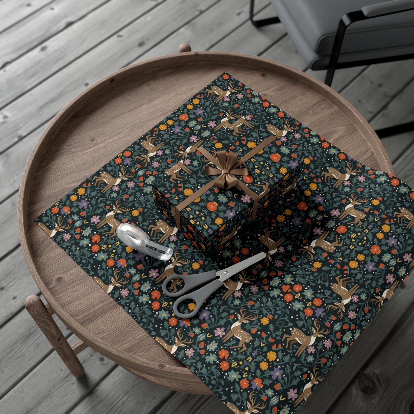 Cottage Core Christmas Wrapping Paper - Eco Friendly Wrapping Paper - Forrest Dark Gift Wrap