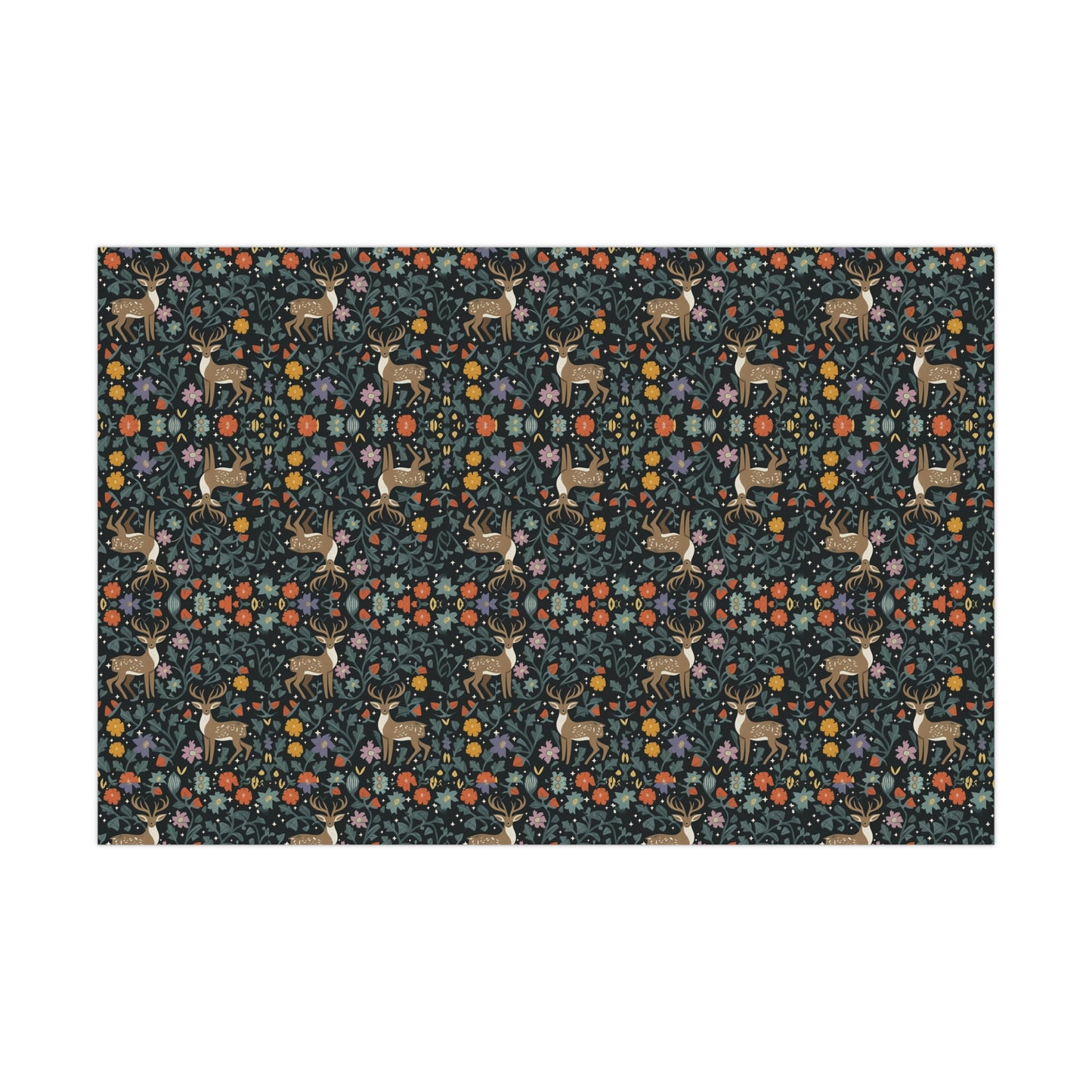 Cottage Core Christmas Wrapping Paper - Eco Friendly Wrapping Paper - Forrest Dark Gift Wrap