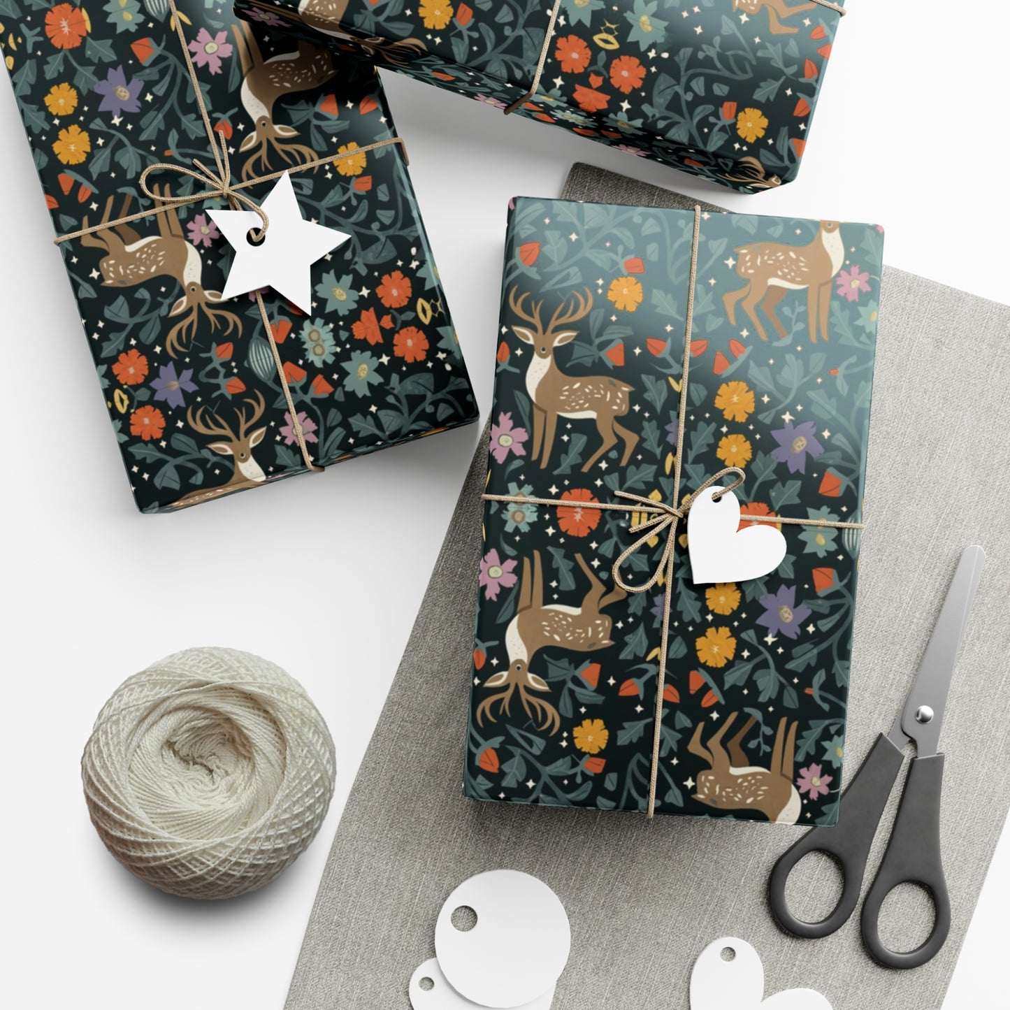 Cottage Core Christmas Wrapping Paper - Eco Friendly Wrapping Paper - Forrest Dark Gift Wrap