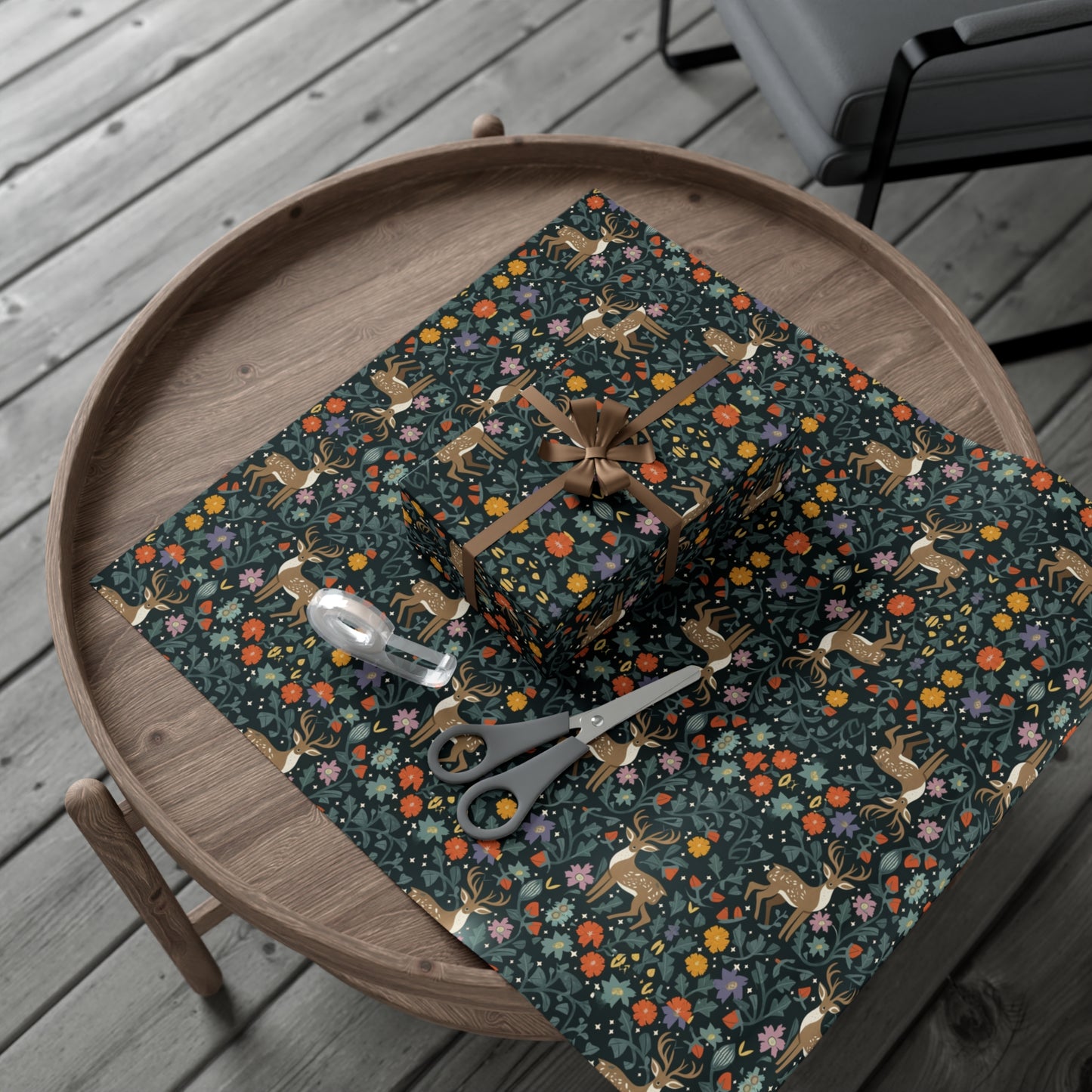 Cottage Core Christmas Wrapping Paper - Eco Friendly Wrapping Paper - Forrest Dark Gift Wrap