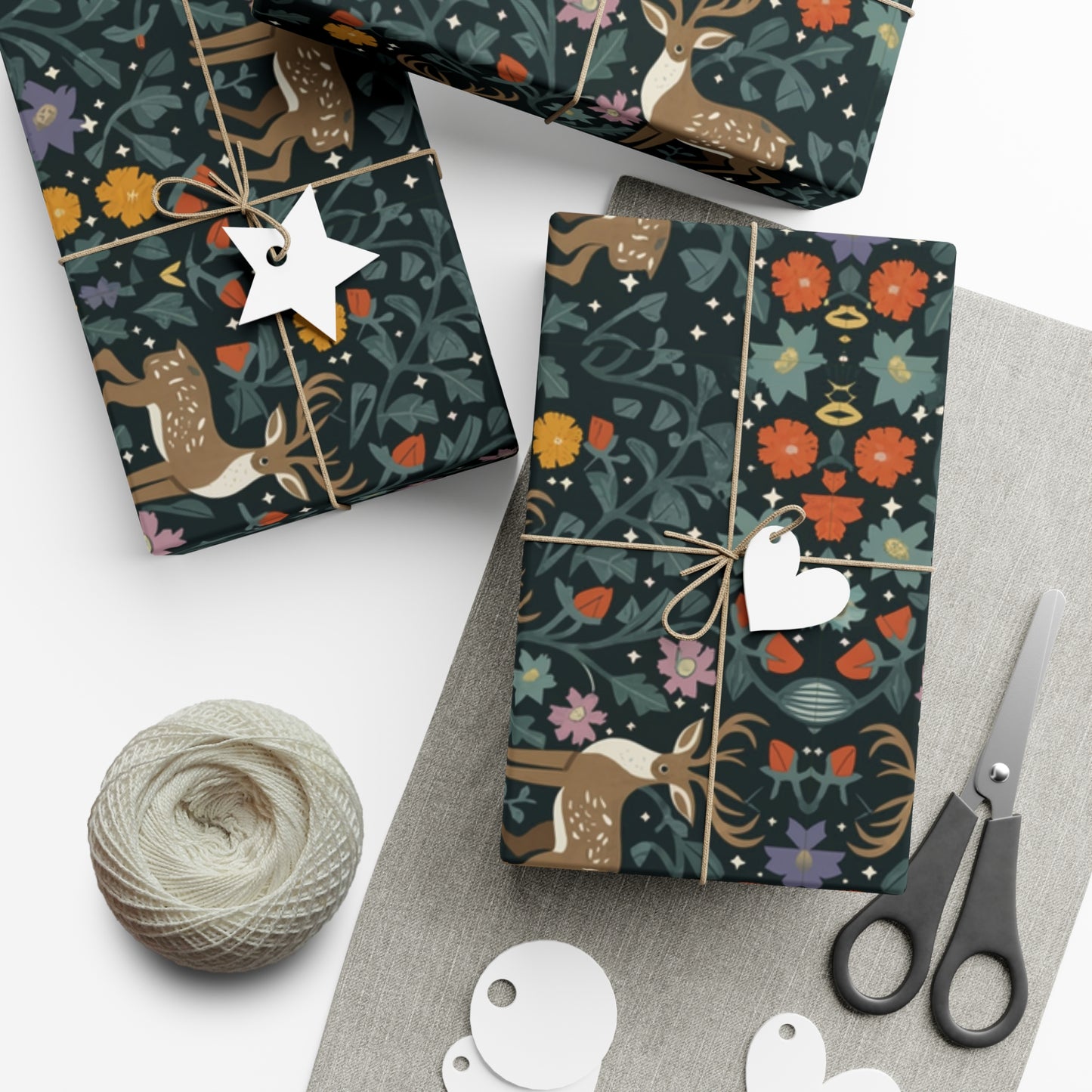 Cottage Core Christmas Wrapping Paper - Eco Friendly Wrapping Paper - Forrest Dark Gift Wrap