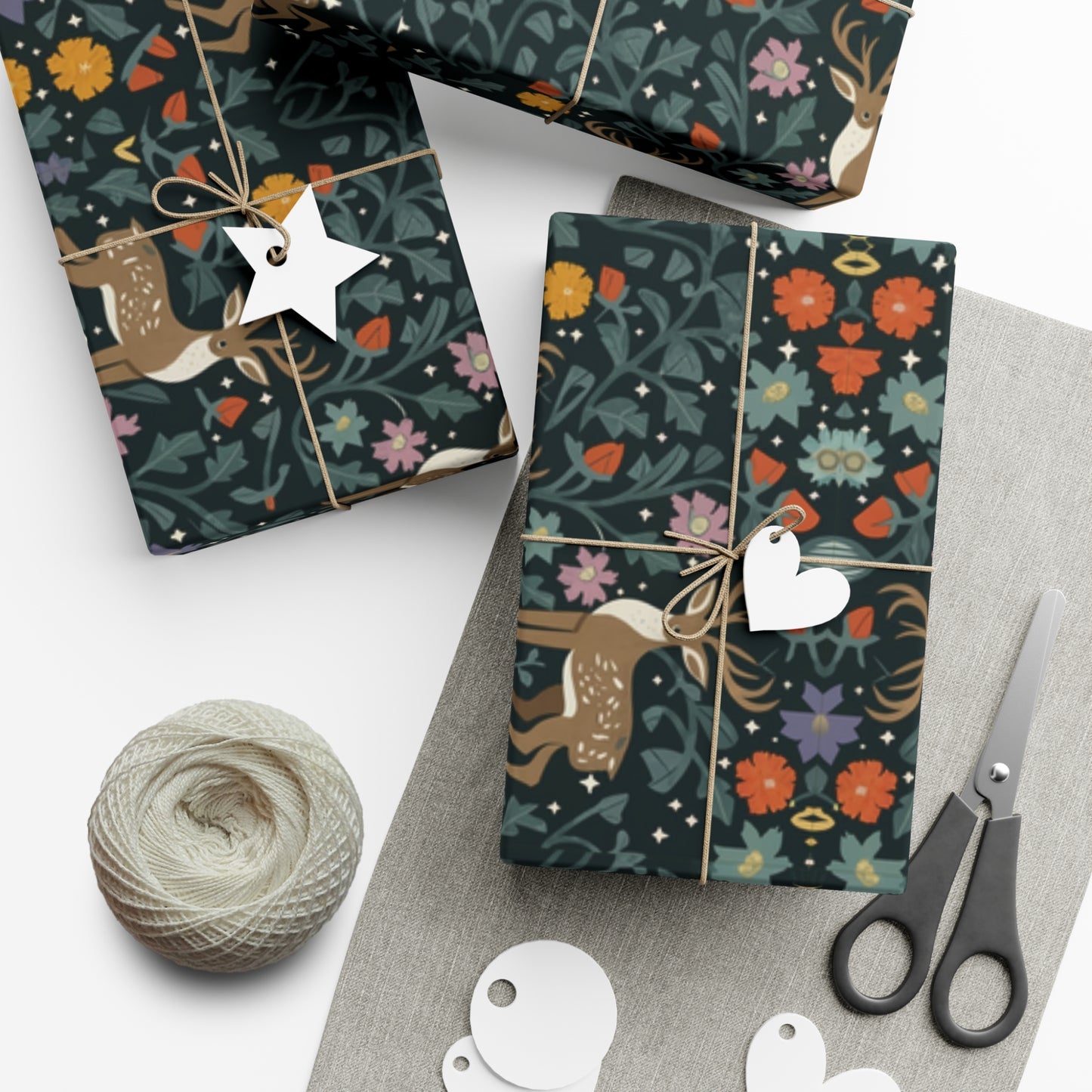 Cottage Core Christmas Wrapping Paper - Eco Friendly Wrapping Paper - Forrest Dark Gift Wrap