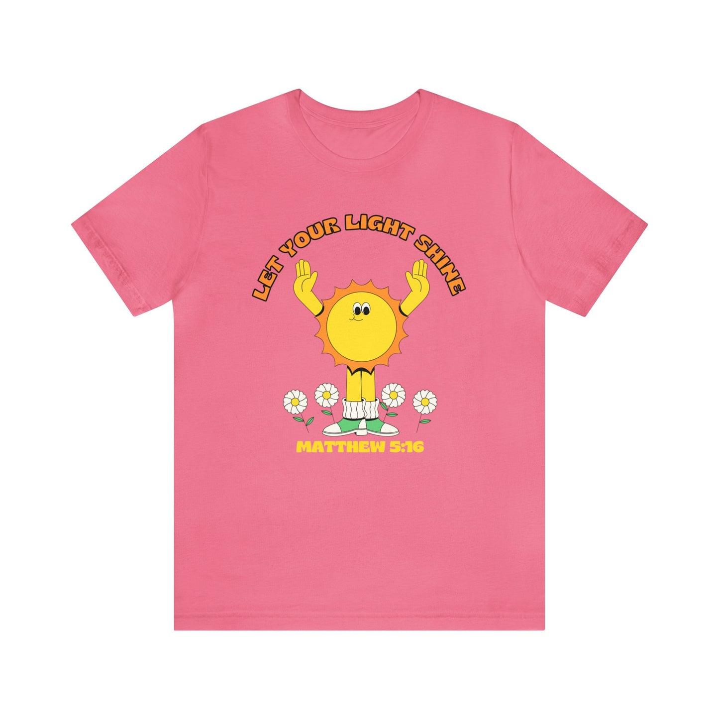 "Let Your Light Shine" Retro Sunny Christian T-Shirt Matthew 5:16 - Christian T-shirts for Girls and Women