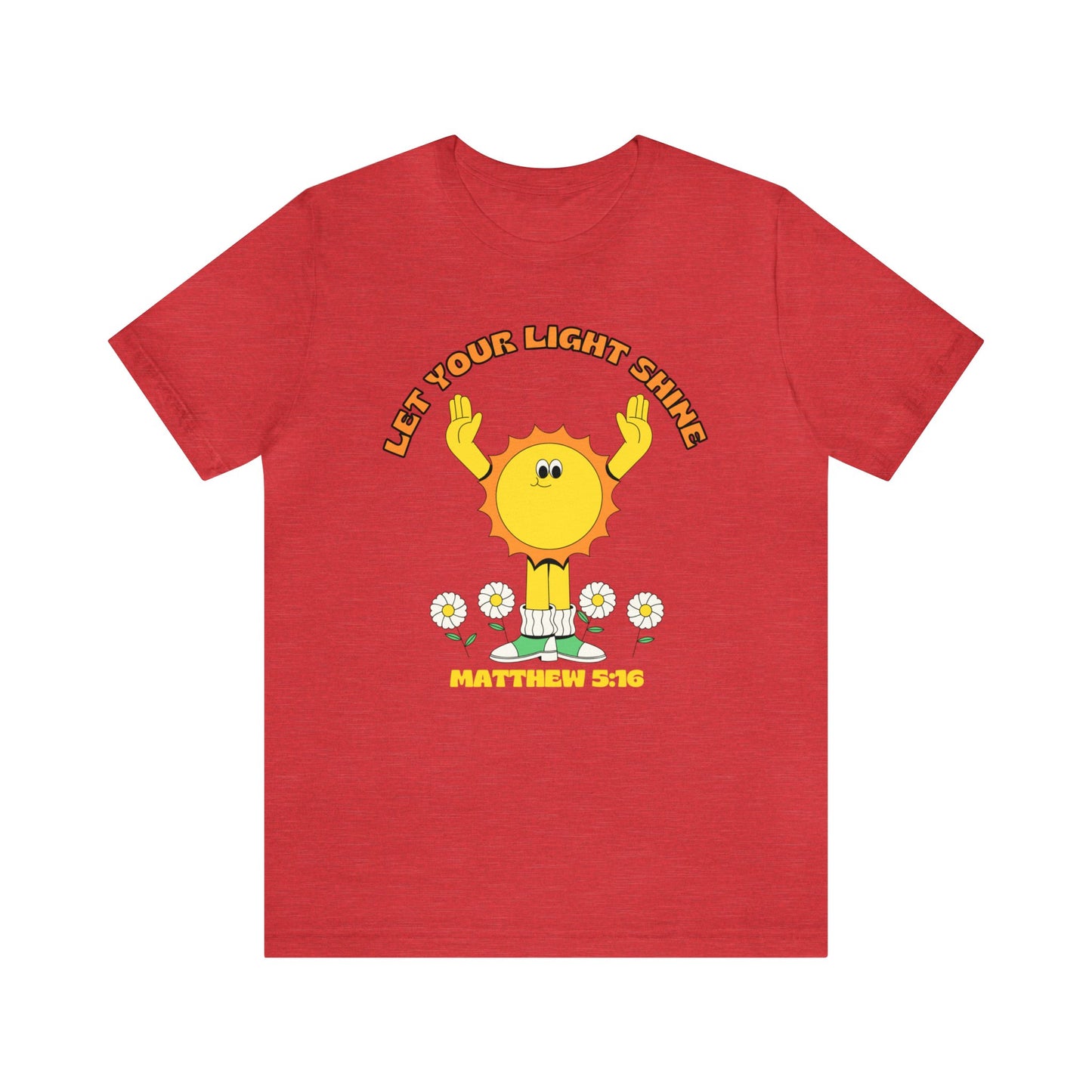"Let Your Light Shine" Retro Sunny Christian T-Shirt Matthew 5:16 - Christian T-shirts for Girls and Women
