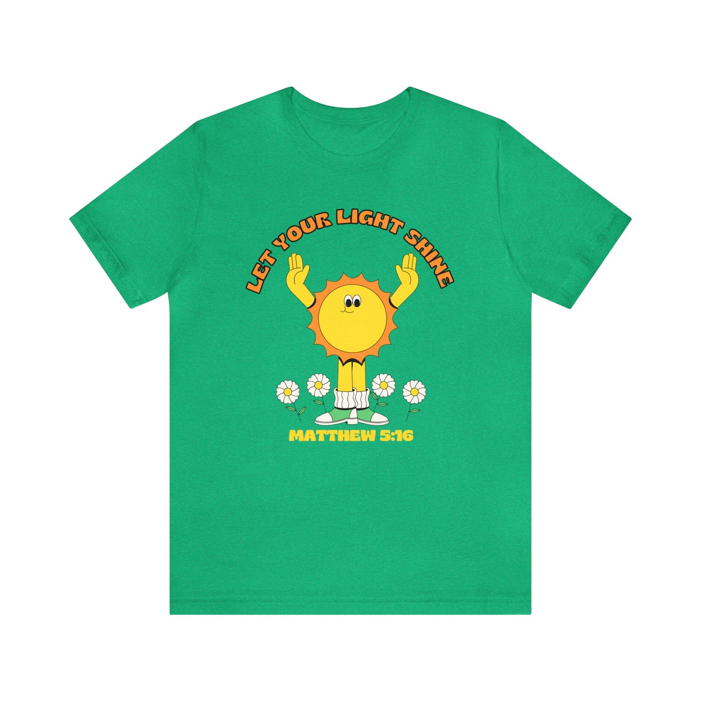 "Let Your Light Shine" Retro Sunny Christian T-Shirt Matthew 5:16 - Christian T-shirts for Girls and Women