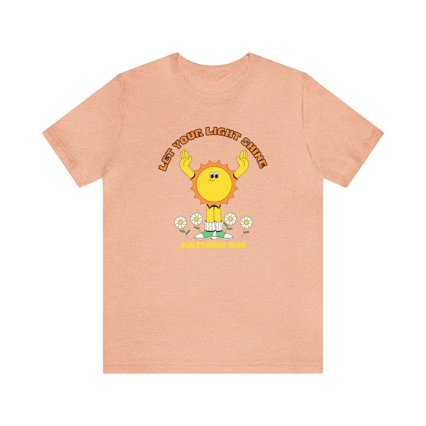 "Let Your Light Shine" Retro Sunny Christian T-Shirt Matthew 5:16 - Christian T-shirts for Girls and Women