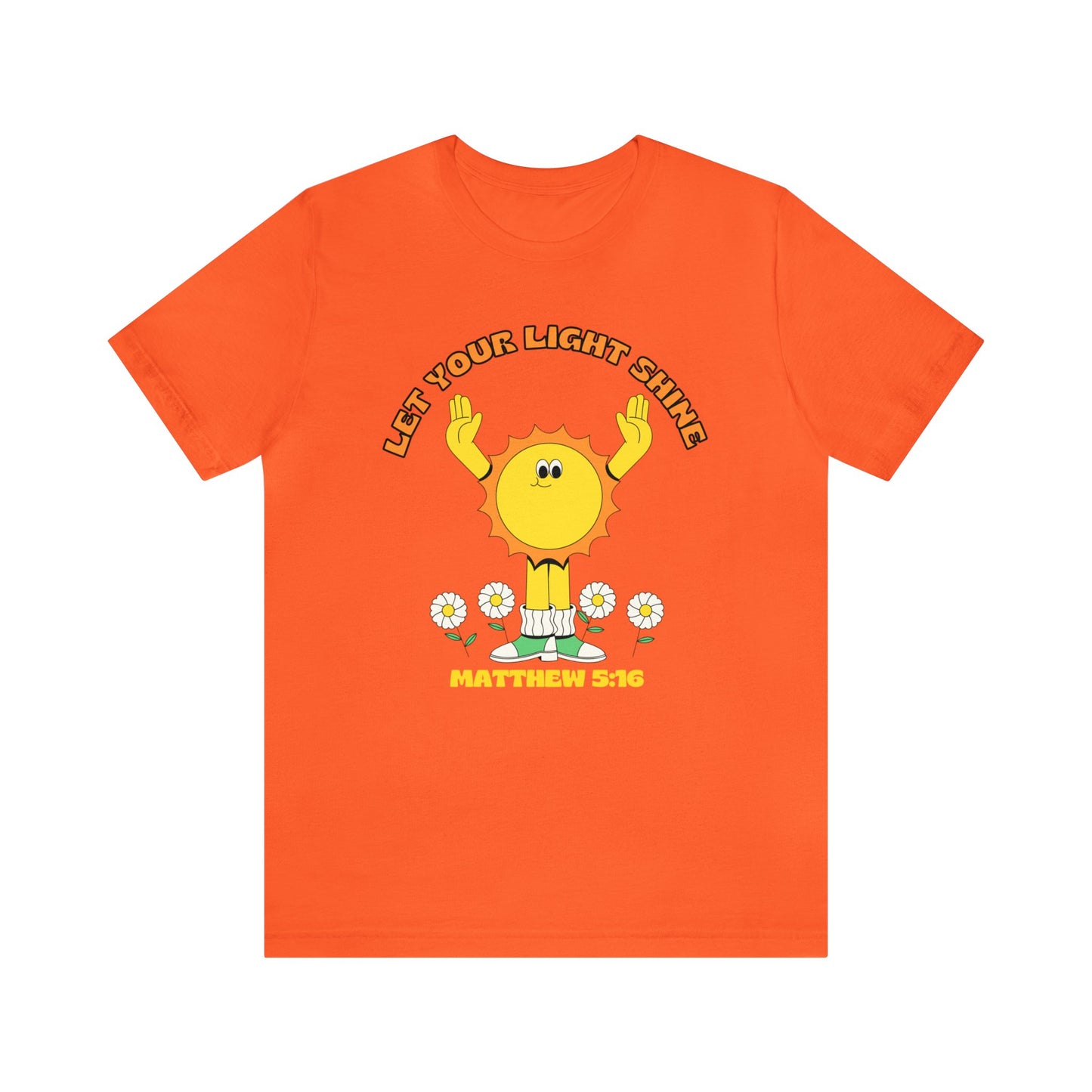 "Let Your Light Shine" Retro Sunny Christian T-Shirt Matthew 5:16 - Christian T-shirts for Girls and Women