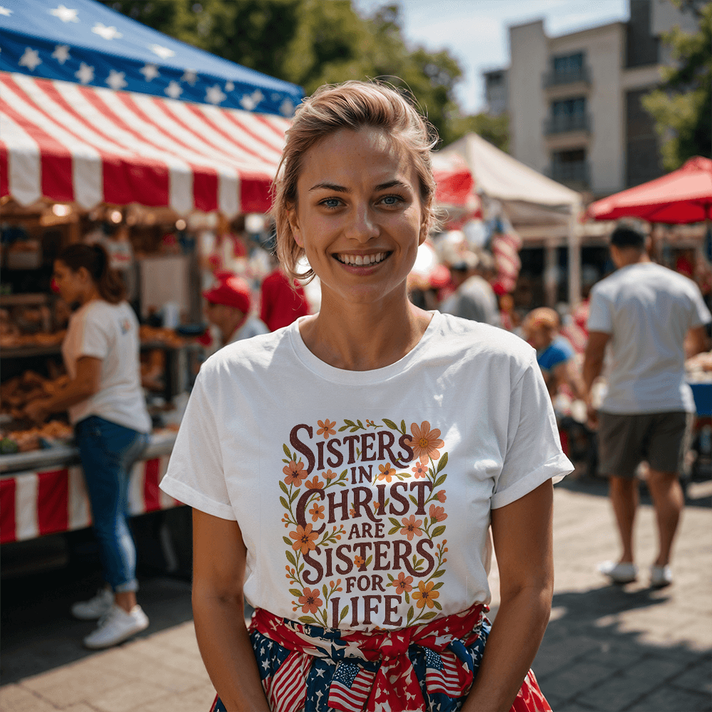Sisters in Christ T-shirt, Perfect Gift for Yoru Christian Sister - In Cute Fall Colors