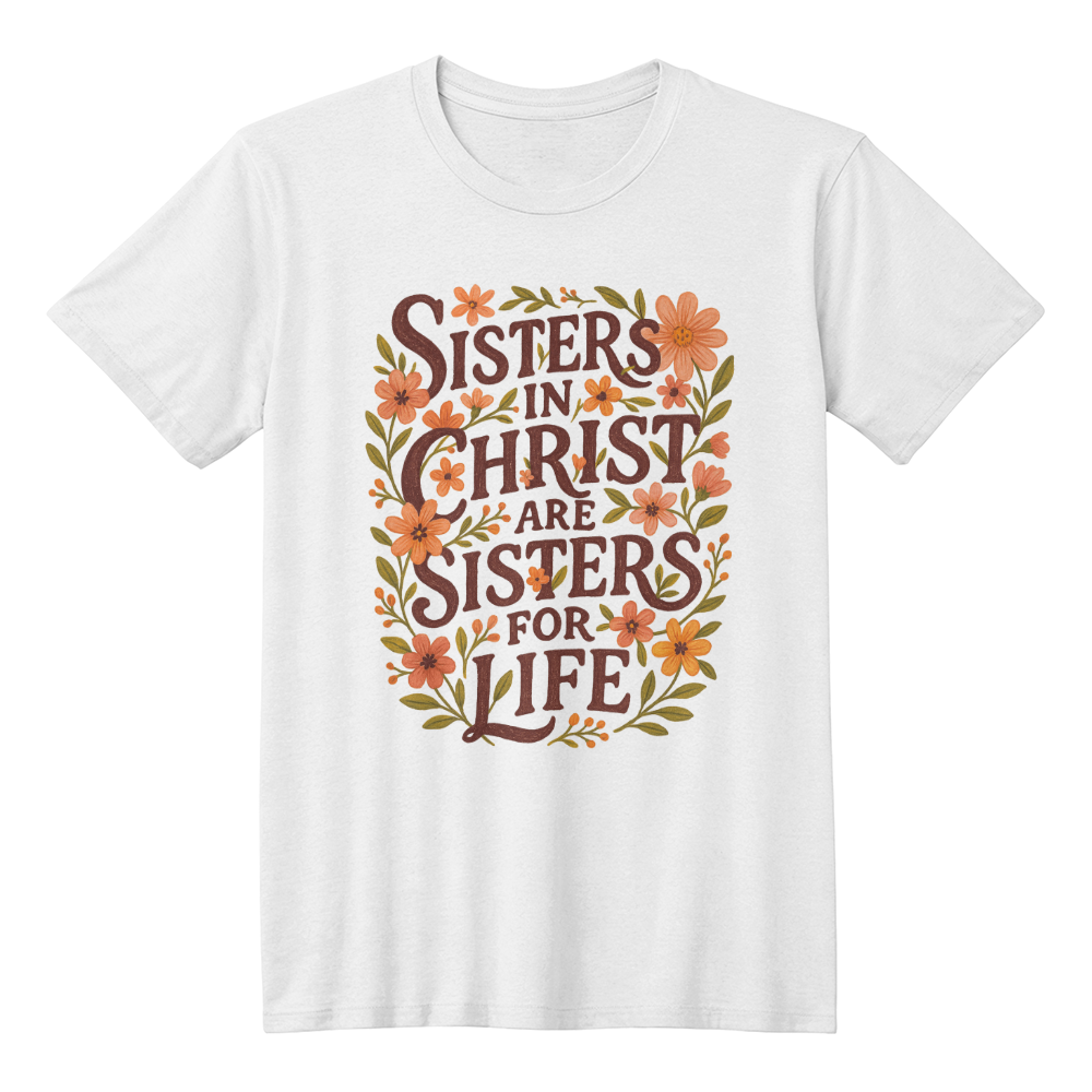 Sisters in Christ T-shirt, Perfect Gift for Yoru Christian Sister - In Cute Fall Colors