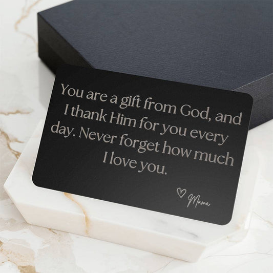 Wallet Card - Gift from Christian Mom to Daughter or Son - I Thank God for You